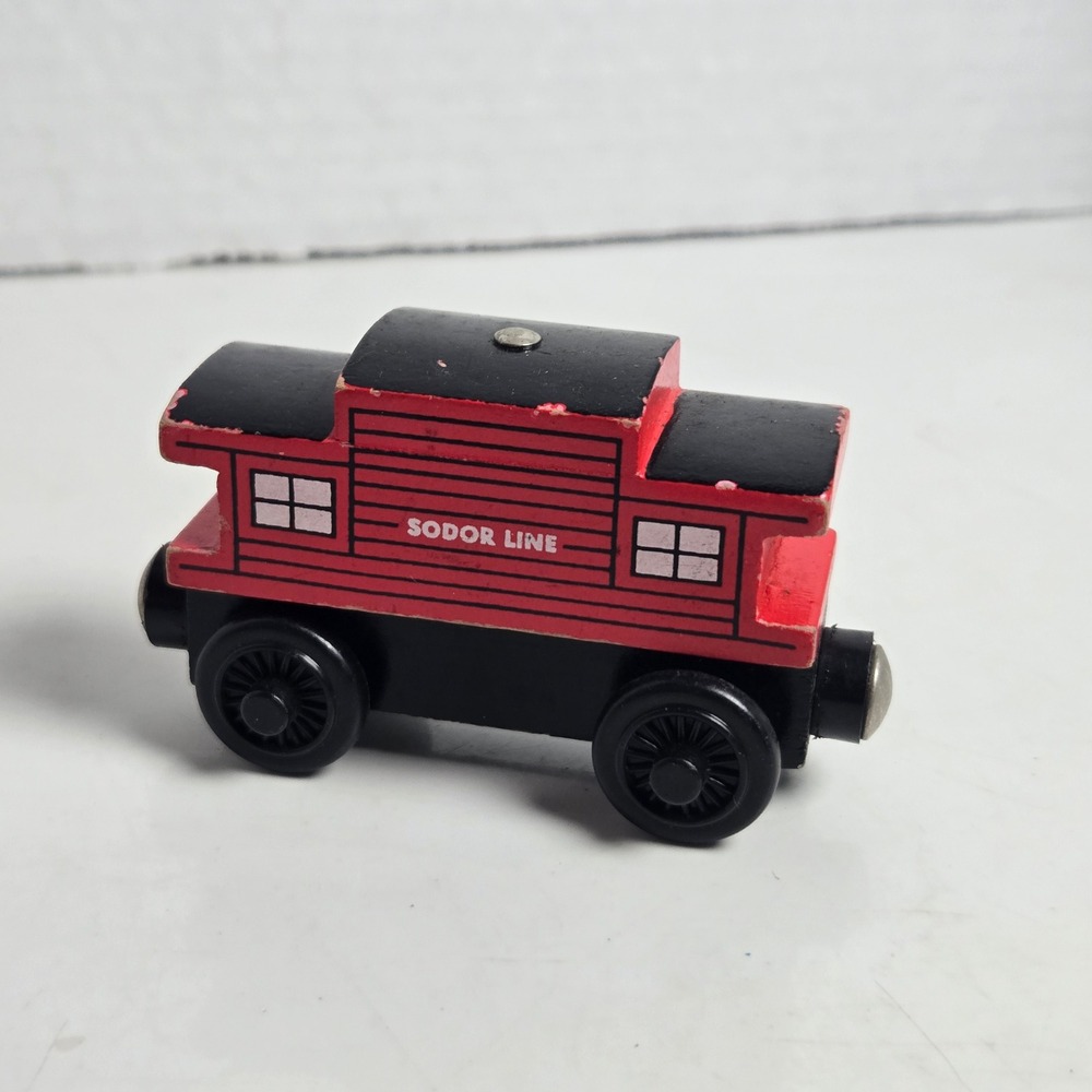 2000 Thomas & Friends Wooden Railway "Sodor Line" Caboose / Train Car - Red